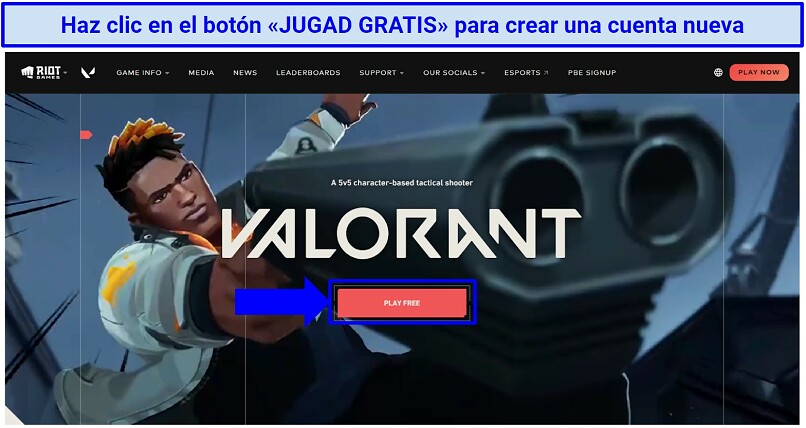 Screenshot of Valorant home page