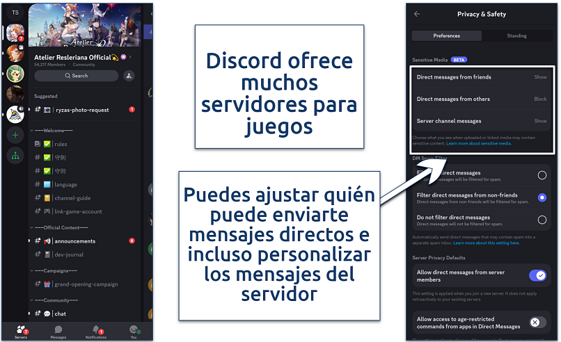 Screenshot of the Discord app