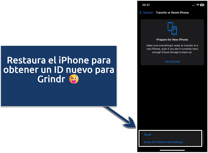 An image showing where to reset iPhone from the settings